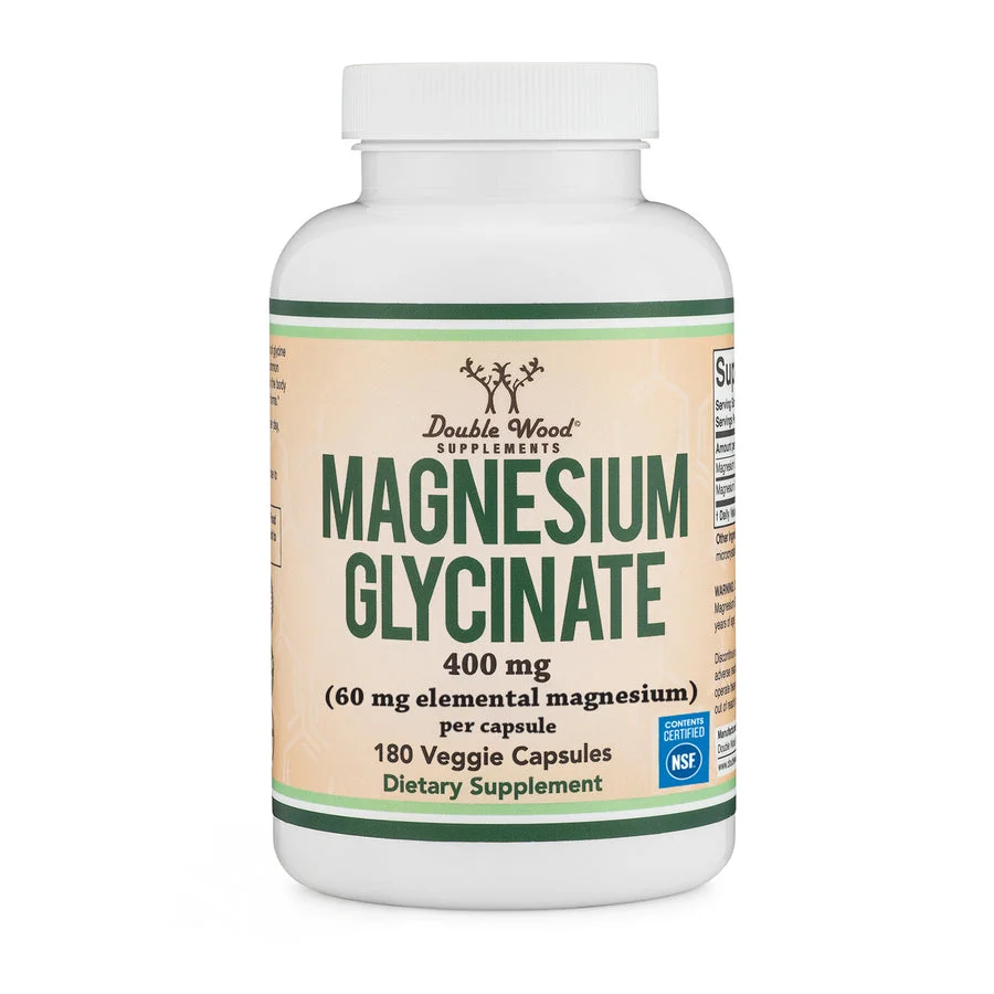 Bottle of Double Wood Supplements Magnesium Glycinate, 180 capsules
